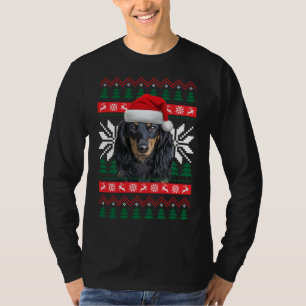 Dachshund Lelijke Kersttrui Stijl Santa Hat D T-shirt