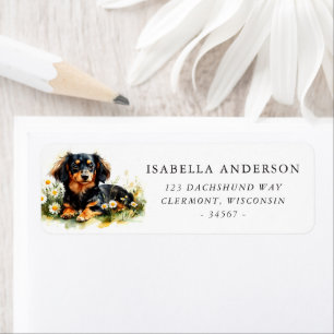 Dachshund Lente Bloem Scène Retouradres Etiket