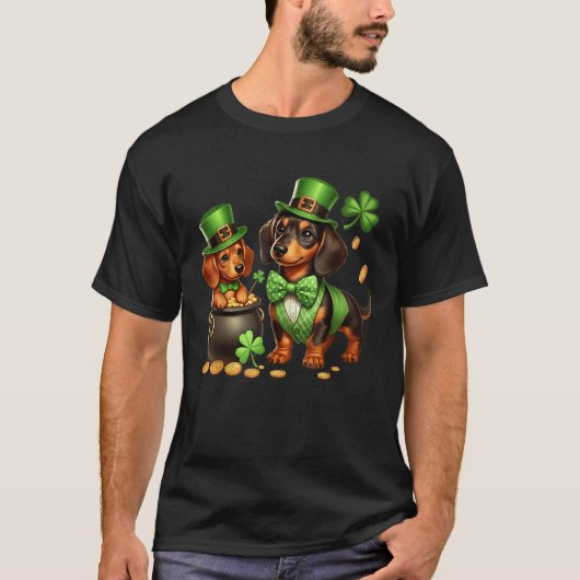 Dachshund Leprechaun St Patricks Day Shamrock Kids T-shirt (Voorkant)