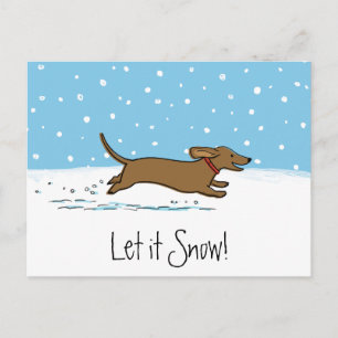 Dachshund Let it Snow - Happy Wiener Dog Holiday Feestdagenkaart