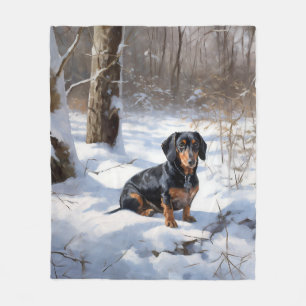 Dachshund Let It Snow Kerstmis Fleece Deken