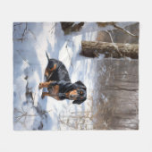 Dachshund Let It Snow Kerstmis Fleece Deken (Voorkant (Horizontaal))