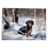 Dachshund Let It Snow Kerstmis Groot Cadeauzakje (Achterkant)