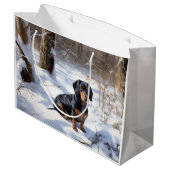 Dachshund Let It Snow Kerstmis Groot Cadeauzakje (Achterkant Gekanteld)