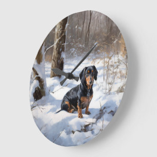 Dachshund Let It Snow Kerstmis Grote Klok