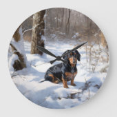 Dachshund Let It Snow Kerstmis Grote Klok (Voorkant)