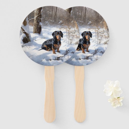 Dachshund Let It Snow Kerstmis Handwaaier (Voorkant en achterkant)