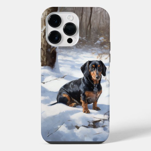 Dachshund Let It Snow Kerstmis iPhone Hoesje (Achterkant)