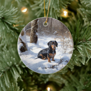 Dachshund Let It Snow Kerstmis Keramisch Ornament