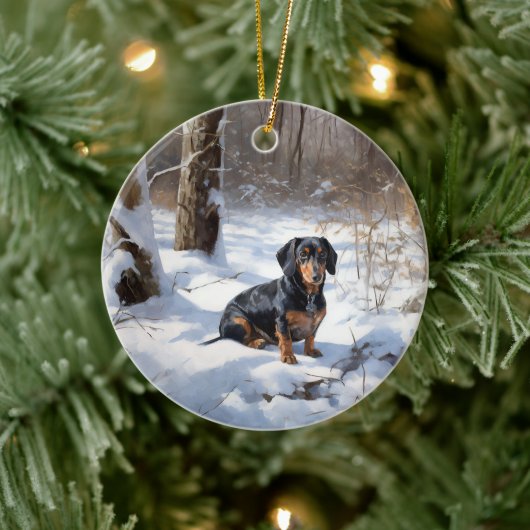 Dachshund Let It Snow Kerstmis Keramisch Ornament (Boom)