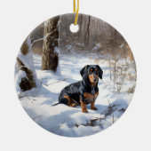 Dachshund Let It Snow Kerstmis Keramisch Ornament (Voorkant)