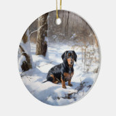 Dachshund Let It Snow Kerstmis Keramisch Ornament (Links)