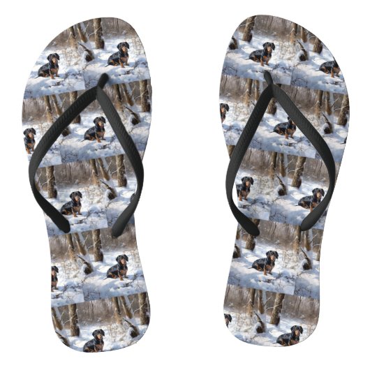 Dachshund Let It Snow Kerstmis Teenslippers (Voetbed)