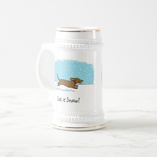 Dachshund Let it Snow - Winter Wiener Dog Holiday Bierpul (Voorkant links)