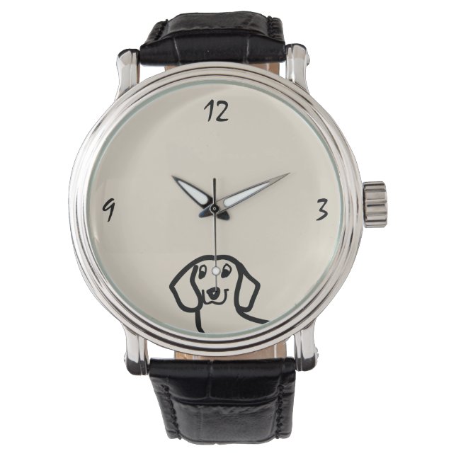 Dachshund Leuke Hond Grappige Schets Wiener Stijlv Horloge (Voorkant)