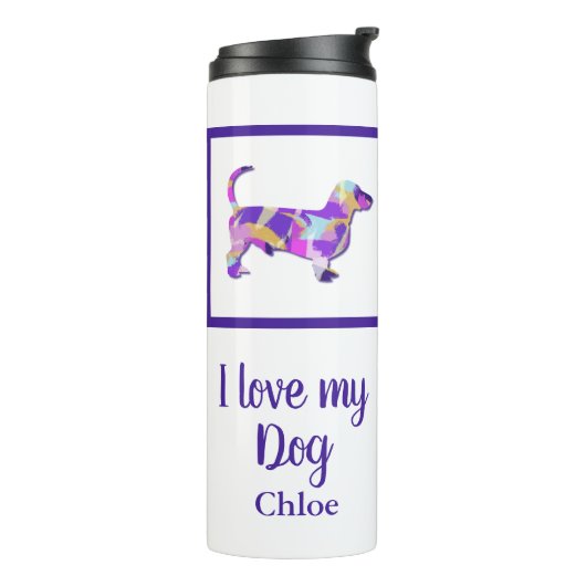 Dachshund Leuke Hond Silhouet PurplePY&B Thermosbeker (Gedraaid links)