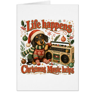 Dachshund Leven Gebeurt Kerst Muziek Helpt