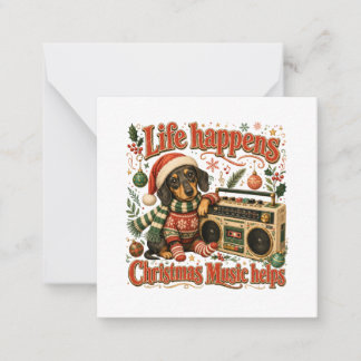 Dachshund Leven Gebeurt Kerst Muziek Helpt Notitiekaartje