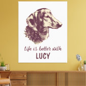 Dachshund-leven is beter met de aangepaste naam va canvas afdruk (Insitu (Woonkamer))