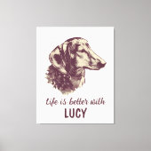 Dachshund-leven is beter met de aangepaste naam va canvas afdruk (Voorkant)