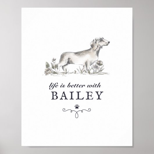 Dachshund-leven is beter met de aangepaste naam va poster (Voorkant)
