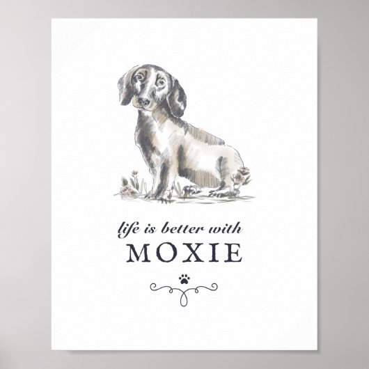 Dachshund-leven is beter met de aangepaste naam va poster (Voorkant)