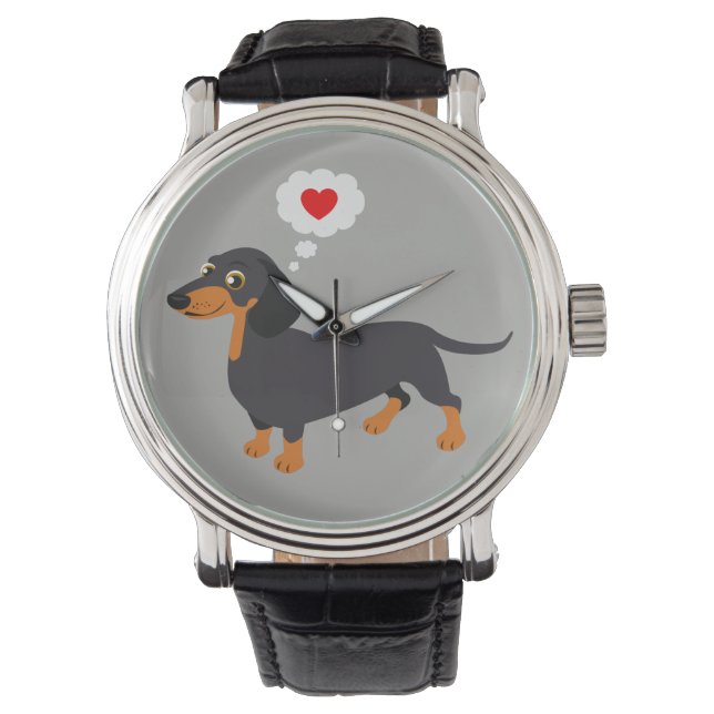Dachshund liefde doxie hart horloge (Voorkant)