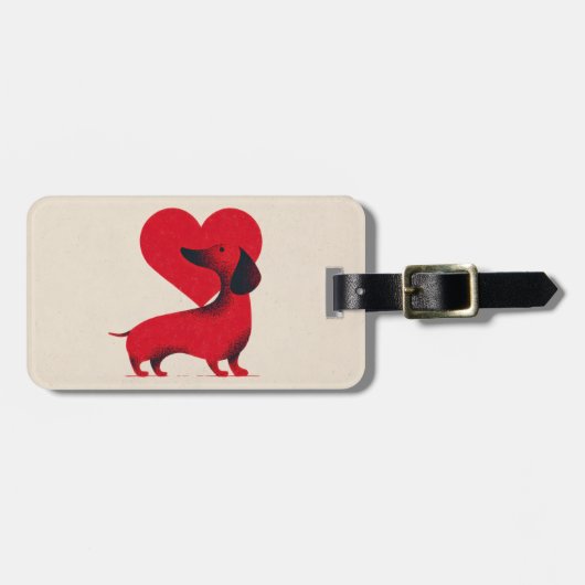 Dachshund Liefde – Hartontwerp Mooie Hond Bagagelabel (Voorkant horizontaal)