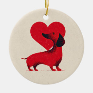 Dachshund Liefde – Hartontwerp Mooie Hond Keramisch Ornament