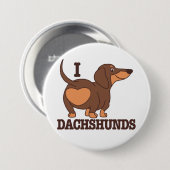Dachshund Liefde Hond Knop Ronde Button 7,6 Cm (Voorkant /achterkant)