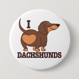 Dachshund Liefde Hond Knop Ronde Button 7,6 Cm