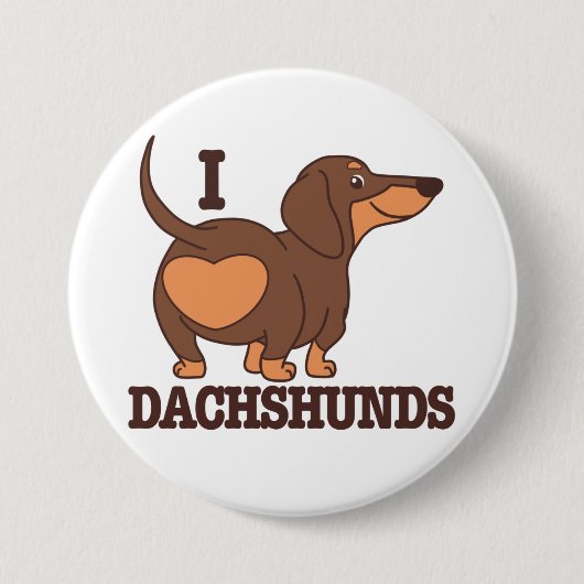 Dachshund Liefde Hond Knop Ronde Button 7,6 Cm (Voorkant)