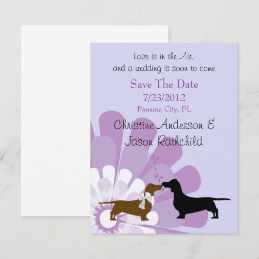 Dachshund Liefde Save the Date Aankondiging (Voorkant / Achterkant)