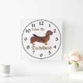 Dachshund Liefde Vierkante Klok (Huis)