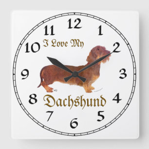 Dachshund Liefde Vierkante Klok