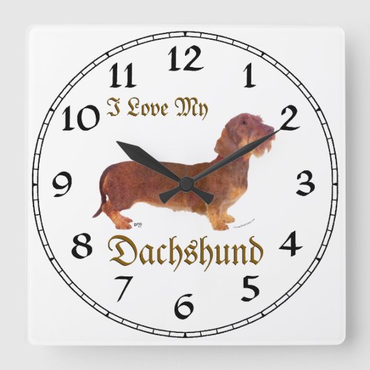 Dachshund Liefde Vierkante Klok (Voorkant)