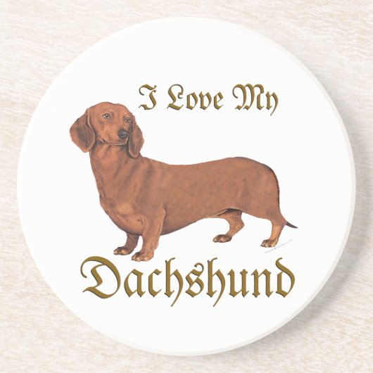 Dachshund Liefde Zandsteen Onderzetter (Voorkant)