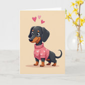 Dachshund Liefdes Hartjes Hond Kaart (Gele Bloem)