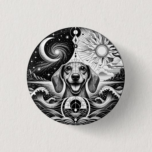 Dachshund Liefhebber Patches. Mooie Hond Patch/Spe Ronde Button 3,2 Cm (Voorkant)