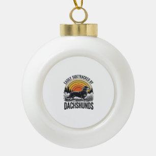 Dachshund Liefhebber Shirt Gemakkelijk Afgeleid Re Keramische Bal Ornament