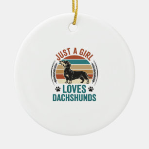 Dachshund Liefhebber Shirt Vintage Sunset Hond Gra Keramisch Ornament