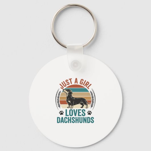 Dachshund Liefhebber Shirt Vintage Sunset Hond Gra Sleutelhanger (Voorkant)