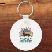 Dachshund Liefhebber Shirt Vintage Sunset Hond Gra Sleutelhanger (Voorkant)