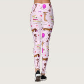 Dachshund Liefhebbers! Doxies & Harten op Roze Leggings (Achterkant)