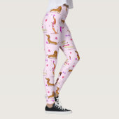 Dachshund Liefhebbers! Doxies & Harten op Roze Leggings (Rechts)