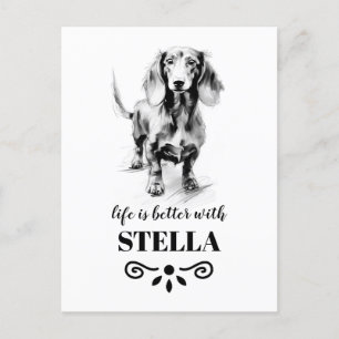 Dachshund Life is beter met Custom Dog Name Briefkaart