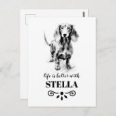 Dachshund Life is beter met Custom Dog Name Briefkaart (Voorkant / Achterkant)