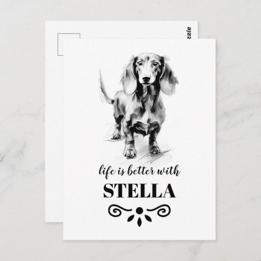 Dachshund Life is beter met Custom Dog Name Briefkaart (Voorkant / Achterkant)