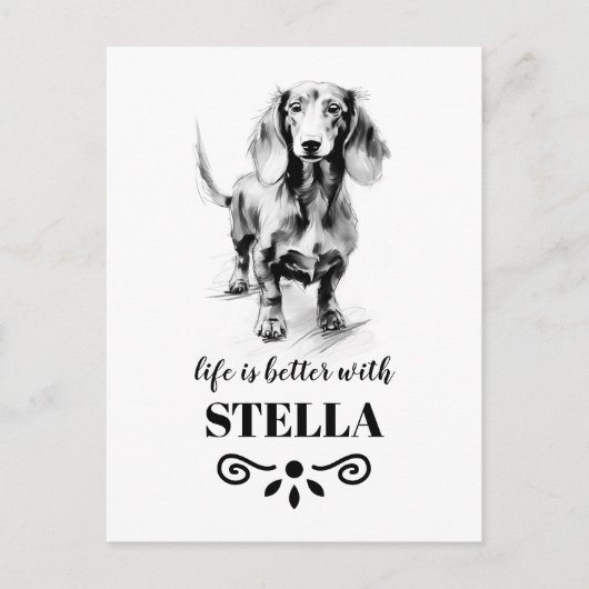 Dachshund Life is beter met Custom Dog Name Briefkaart (Voorkant)