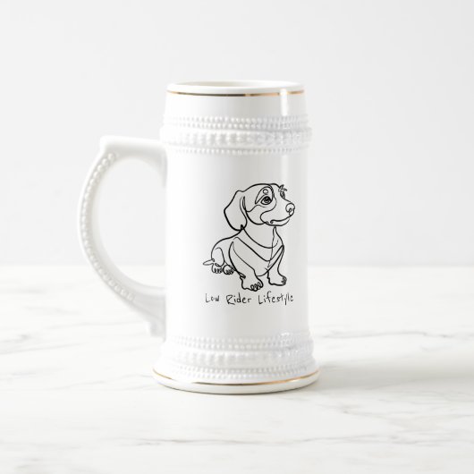 Dachshund Lijn Kunst - Low Rider Levensstijl Bierpul (Links)